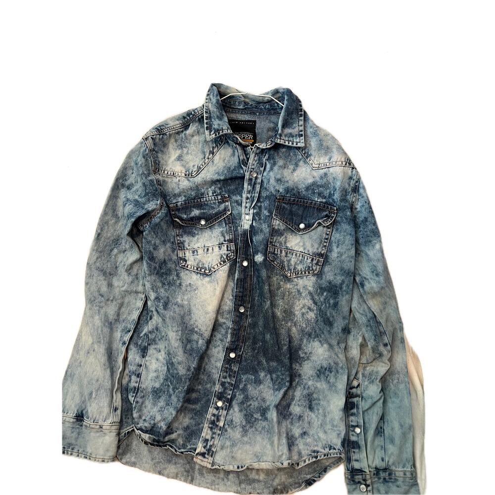 Copper Rivet Blue Denim/Jean Snap-Up Shirt Mens Large